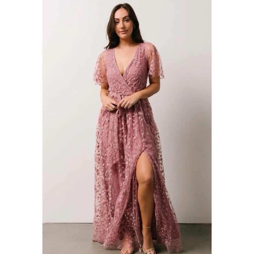 Baltic Born Mauve Lace Maxi Dress